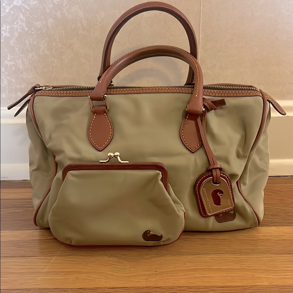 Dooney & Burke Classic Tan and Brown Women's Handbag & Coin Purse Set